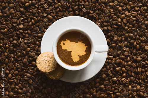 Obraz na płótnie Still life - coffee with map of Venezuela w salonie