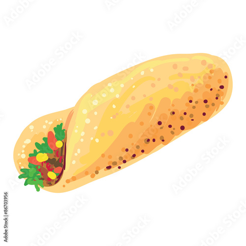 Chicken fajita sandwich vector illustration. Mexican food