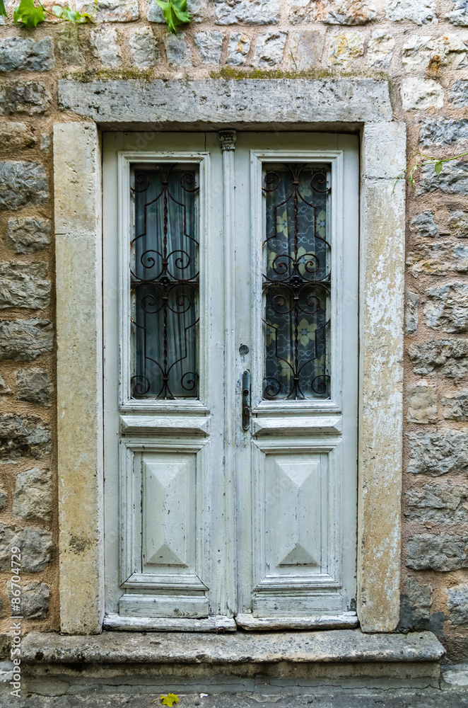 Wooden door in old house