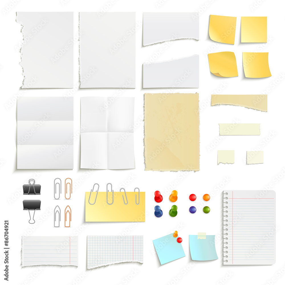Paper Notes And Clips Object Set