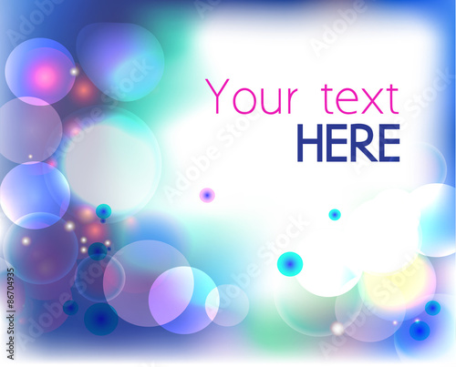 Colorful background with bubbles, spackles and copy space