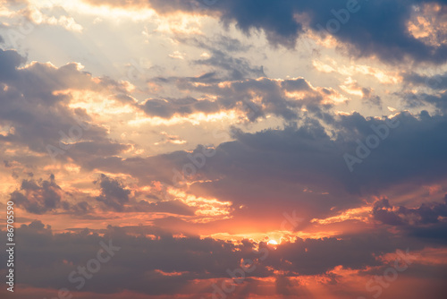 Summer Sunset With Beautiful Cloudy Sky © radub85