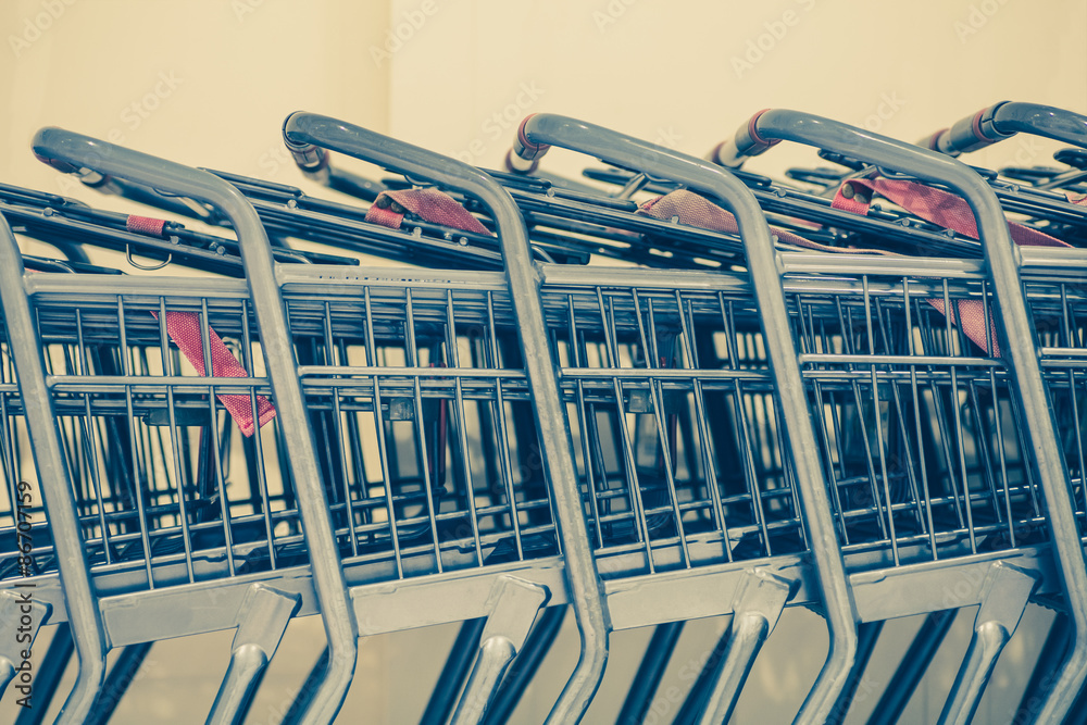 Close - up Row of shopping cart at departmentstore Close - up Row of shopping cart at departmentstore