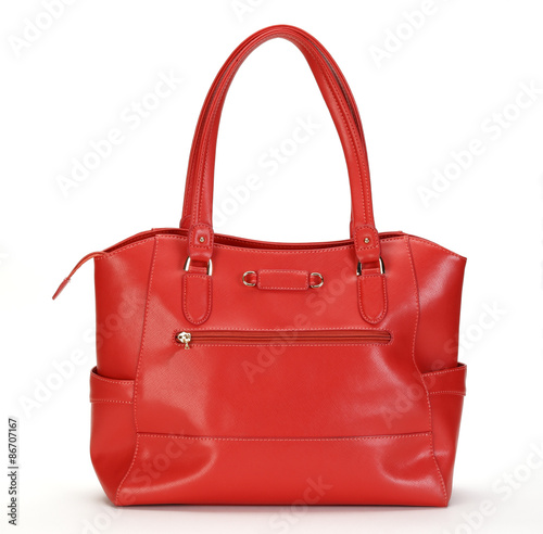 ハンドバッグ/白い背景の赤い革のバッグ