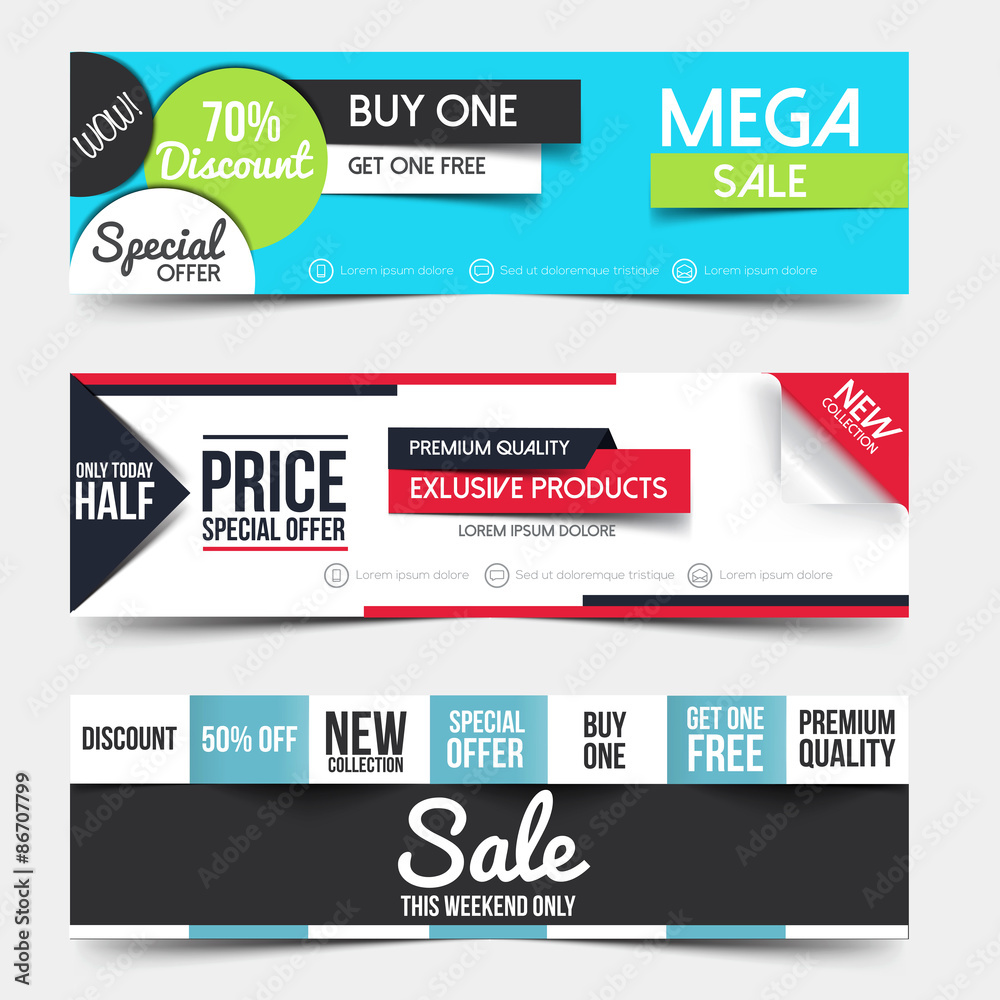 Fototapeta premium Collection of Sale Discount Styled Banners
