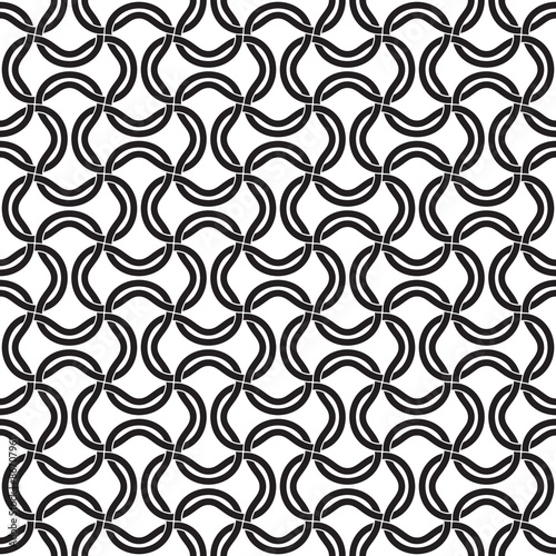 Chain mail of of intersecting links. Celtic seamless pattern with swatch for filling. Fashion geometric background for web or printing design.