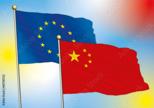 europe and china flags photo