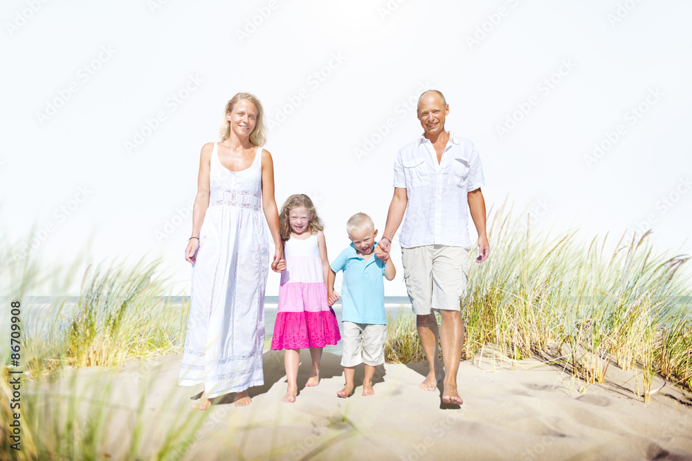 Family Walking Playful Vacation Travel Holiday Concept Family Walking Playful Vacation Travel Holiday Concept