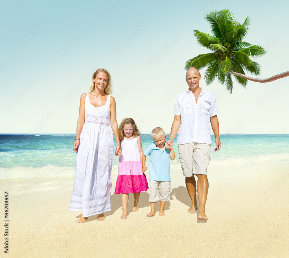 Family Walking Playful Vacation Travel Holiday Concept Family Walking Playful Vacation Travel Holiday Concept