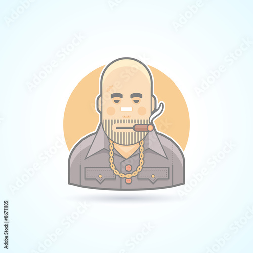 Criminal, gangster, bouncer icon. Avatar and person illustration