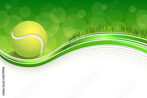 Background abstract green grass sport white tennis yellow ball frame illustration vector