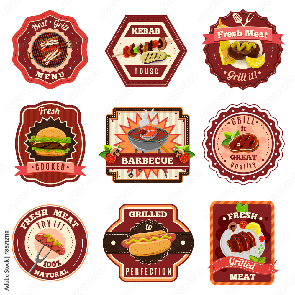 Naklejka premium Barbecue Emblems Set