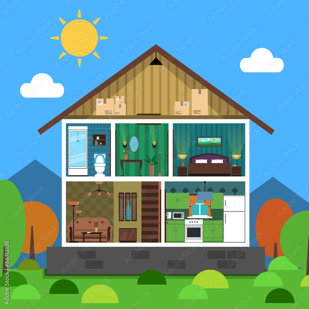 Fototapeta premium Interior House Illustration
