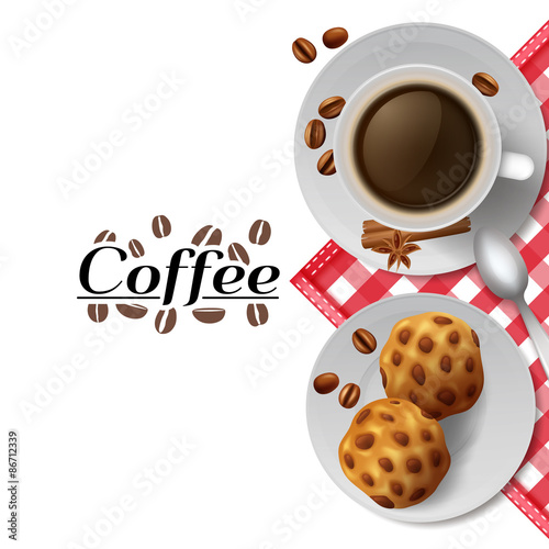 Coffee with cookies breakfast composition illustration