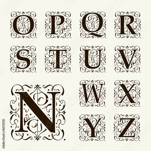 Vintage set capital letters,  Monograms and beautiful  font. 