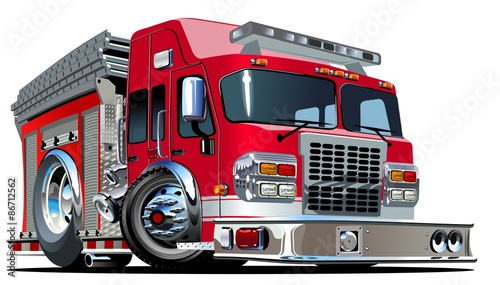 Valokuva Vector Cartoon Fire Truck