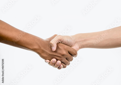 Handshake isolated on white background photo