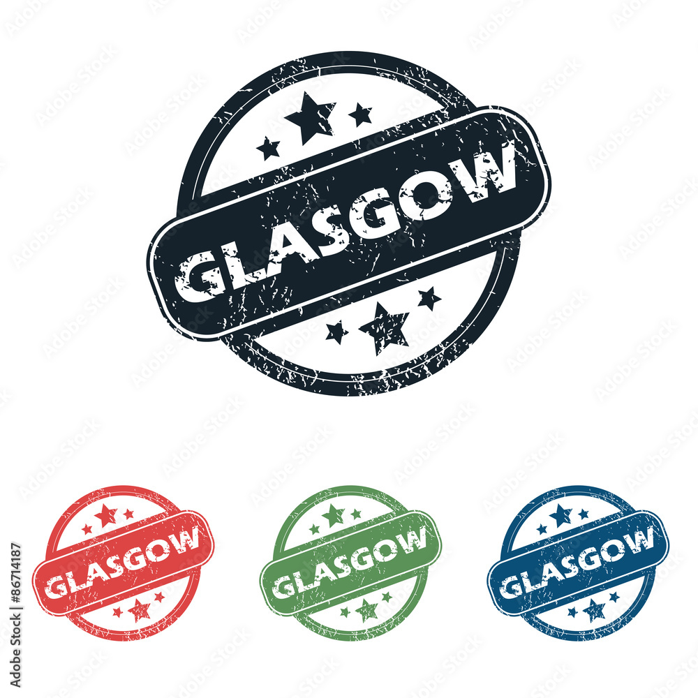 Obraz premium Round Glasgow city stamp set