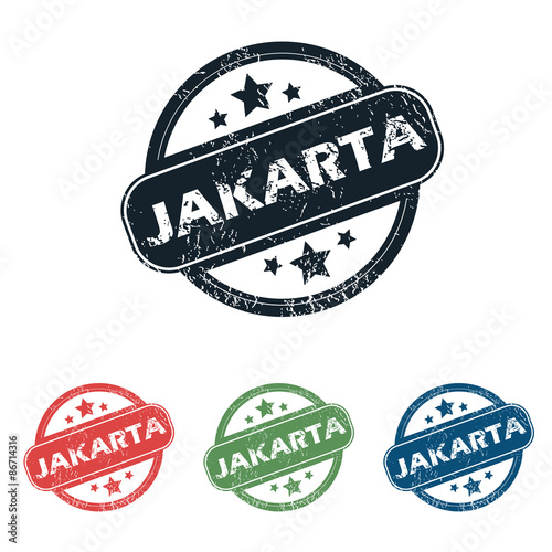 Round Jakarta city stamp set