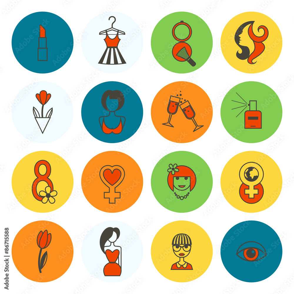 Womans Day Icon Set Womans Day Icon Set