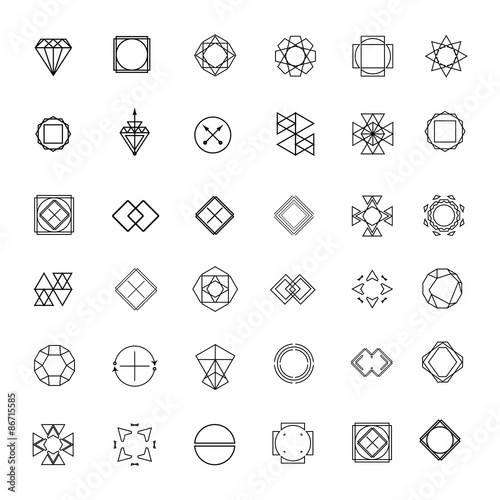 Set of sharp mistical line logos.
