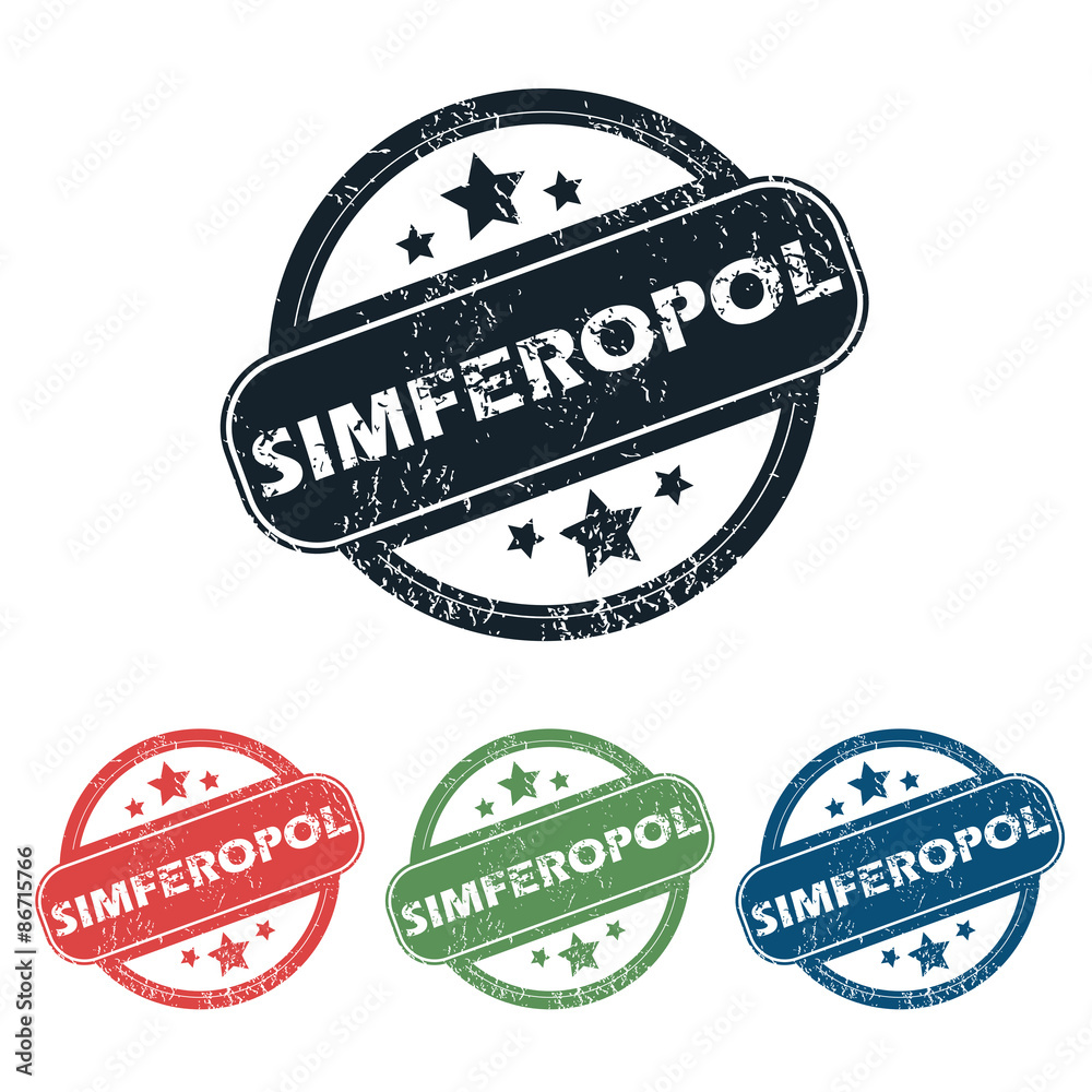 Obraz premium Round Simferopol city stamp set