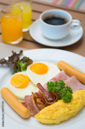 delicious breakfast set in morning