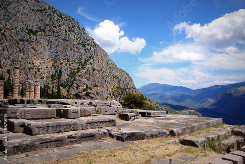 The ruins in the archaeological site of Delphi in Greece © iluzia