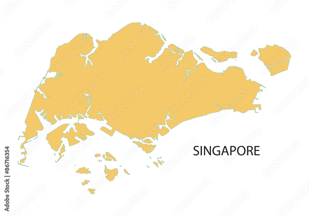 yellow map of Singapore