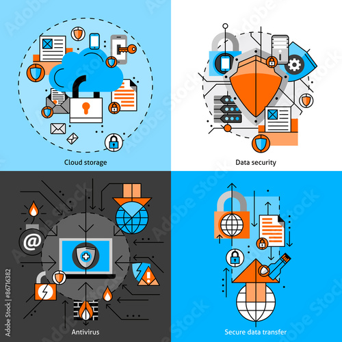 Data Security And Storage Icons Set   