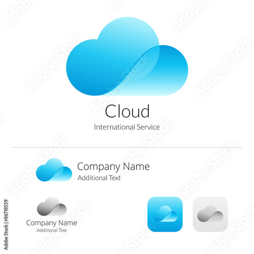 Cloud Stylish Logo Icon and Button Concept Set