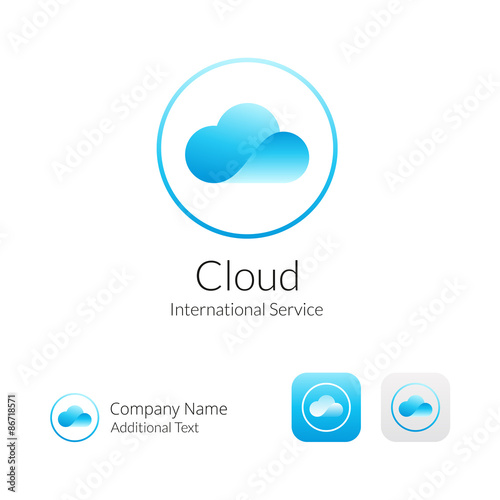 Cloud Stylish Logo Icon and Button Concept Set