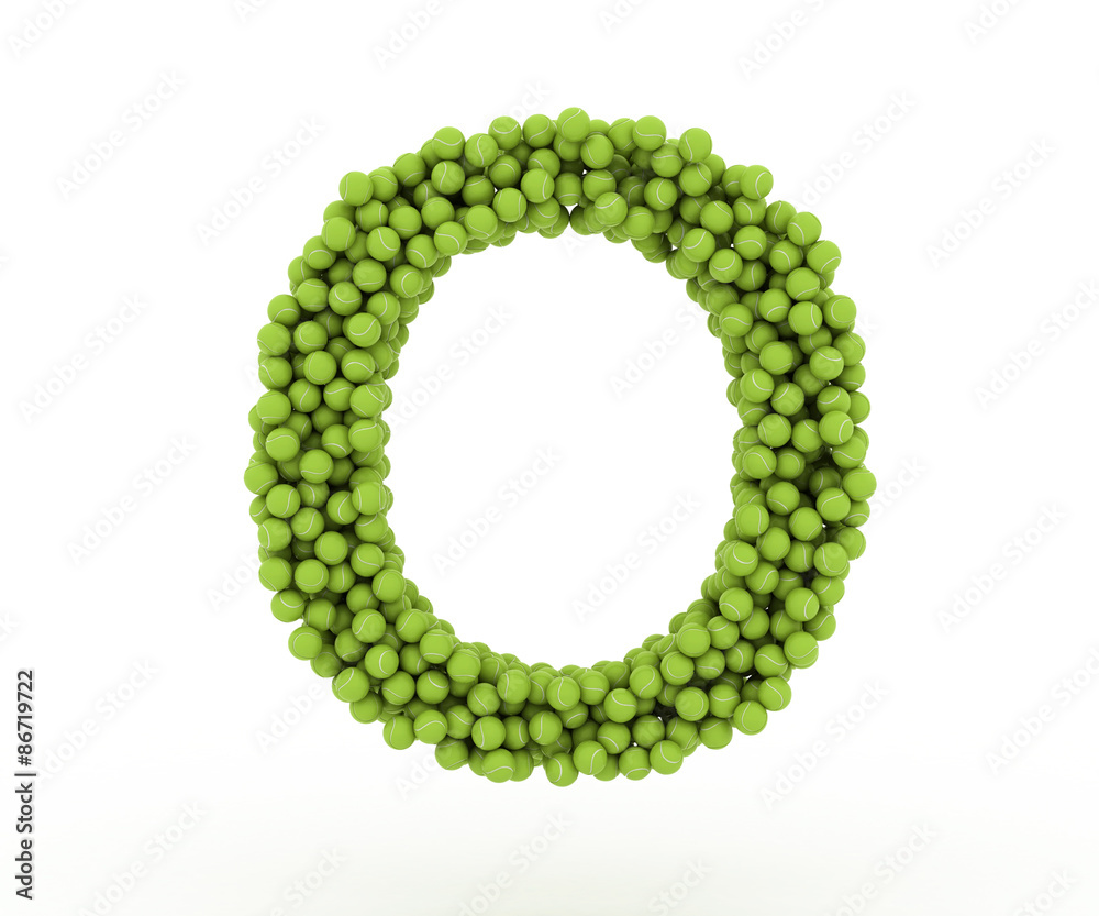 Obraz premium The letter O tennis balls on a white background.