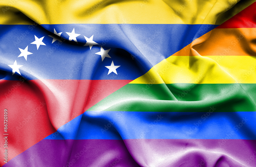 Fototapeta premium Waving flag of Pride and Venezuela