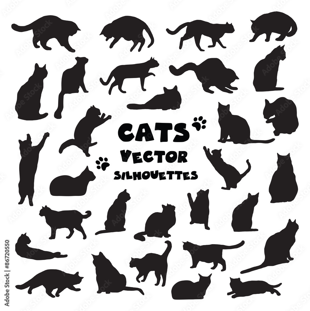 Collection of vector cats silhouettes
