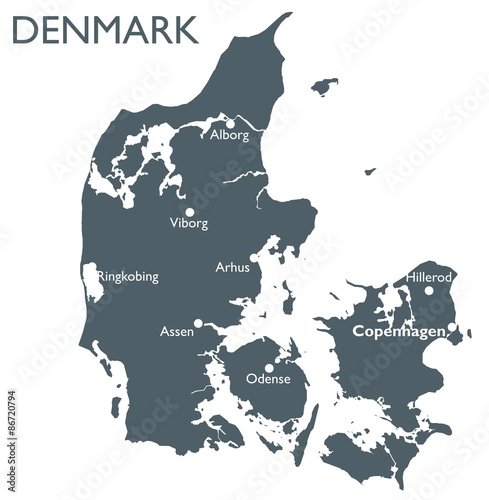 Fotografie, Tablou Denmark map