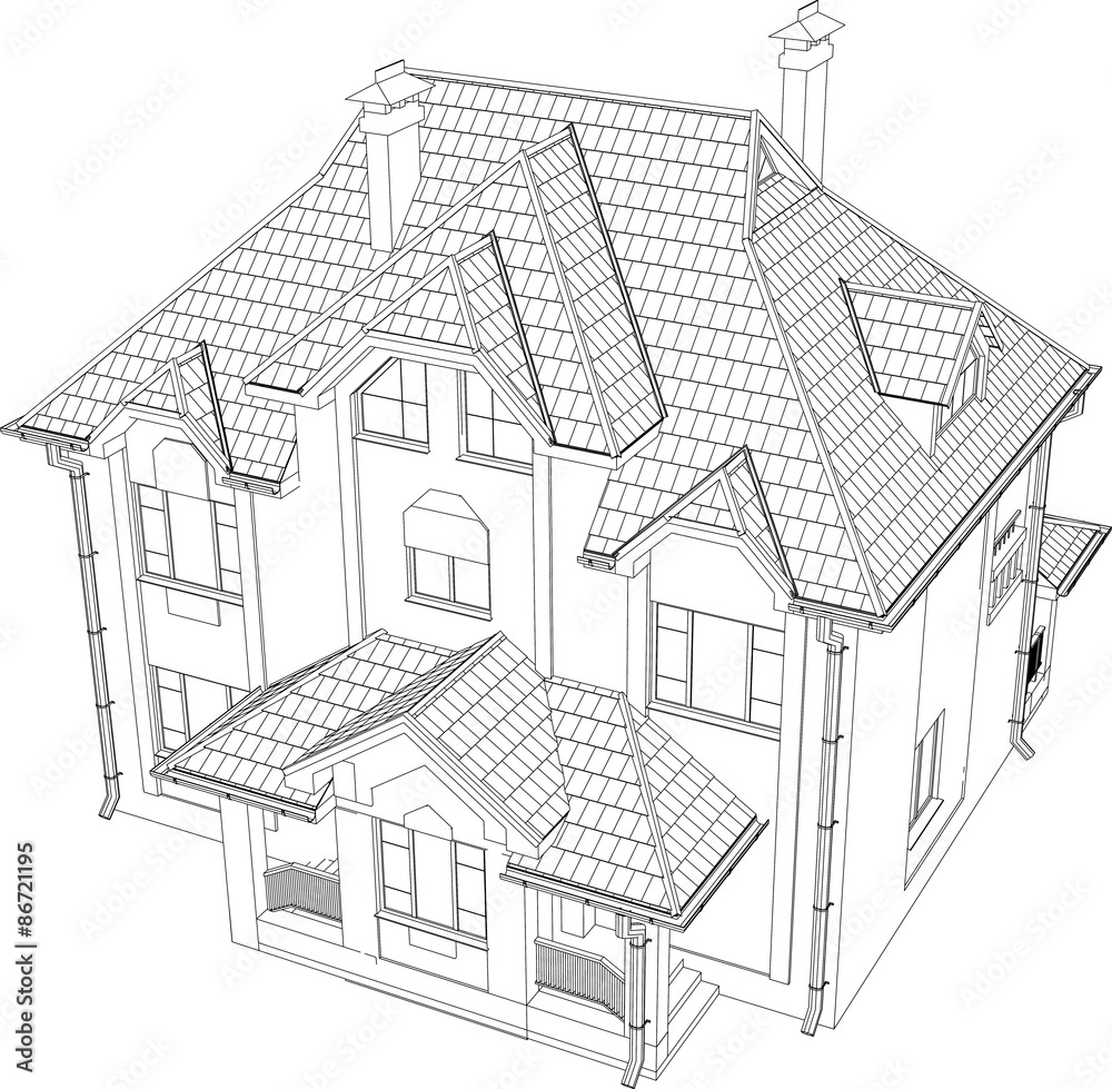 Wire-frame building on the white background. EPS 10. Illustration created of 3d. Wire-frame building on the white background. EPS 10. Illustration created of 3d.