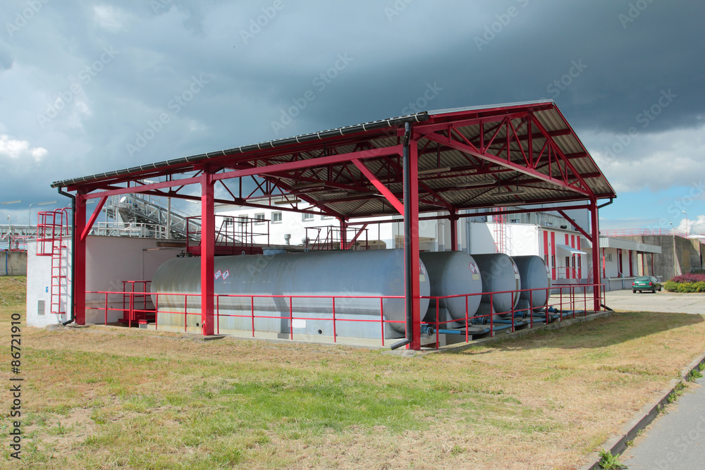 Containers with biogas produced in wastewater treatment plant Containers with biogas produced in wastewater treatment plant