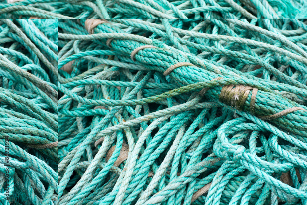 Fisher net background of ropes made of green nylon