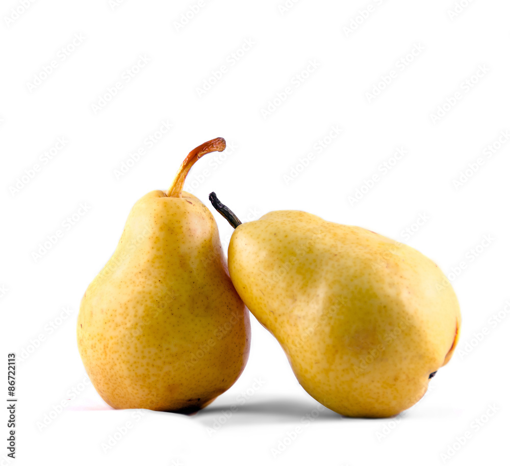 Yellow pears fruits, isolated background Yellow pears fruits, isolated background