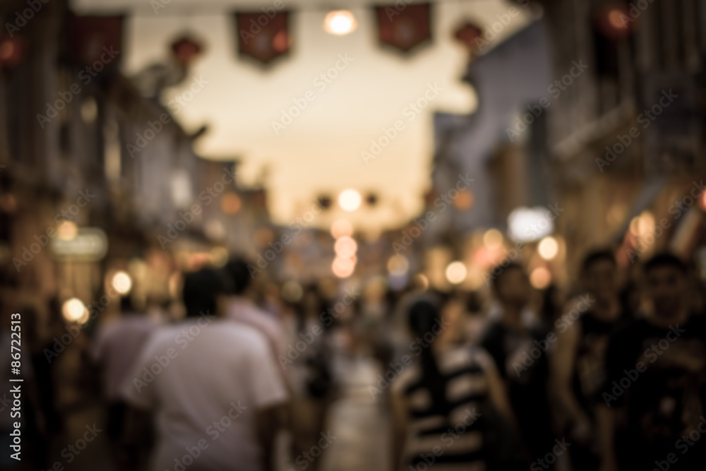 Crowd of people in Talang Road, Phuket