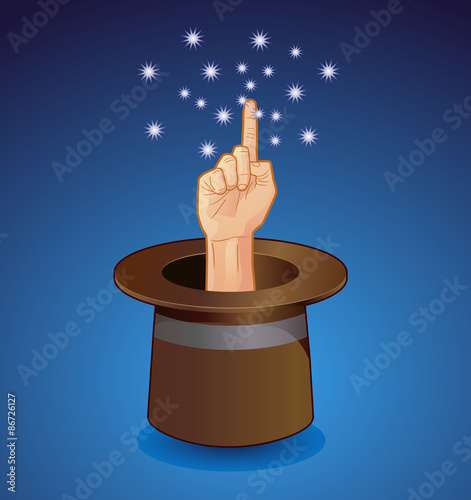 Magician's hat with hand coming out vector image