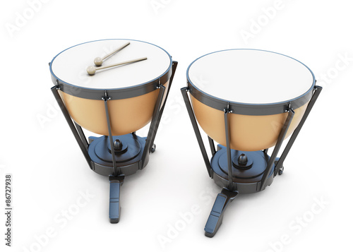 Timpani on a white