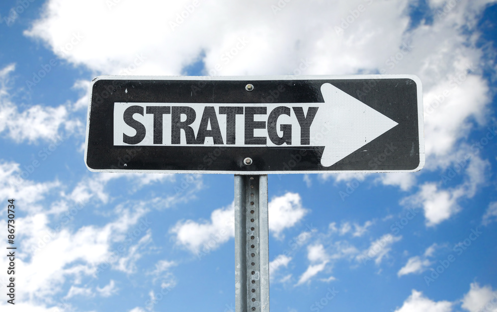Strategy direction sign with sky background Strategy direction sign with sky background