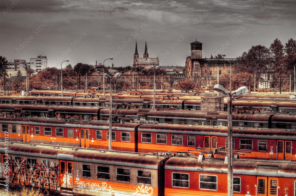 Naklejka premium Pociągi