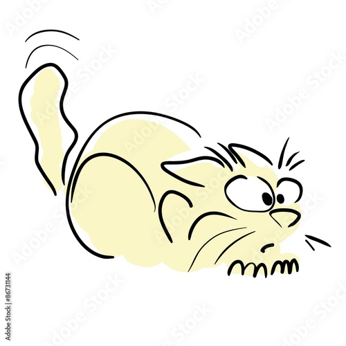 Cat in ambush. Vector illustration.