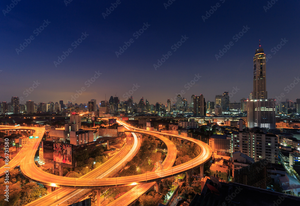 Fototapeta premium Baiyok tower and expressway,Bangkok,Thailand