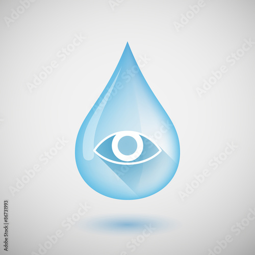 Long shadow water drop icon with an eye
