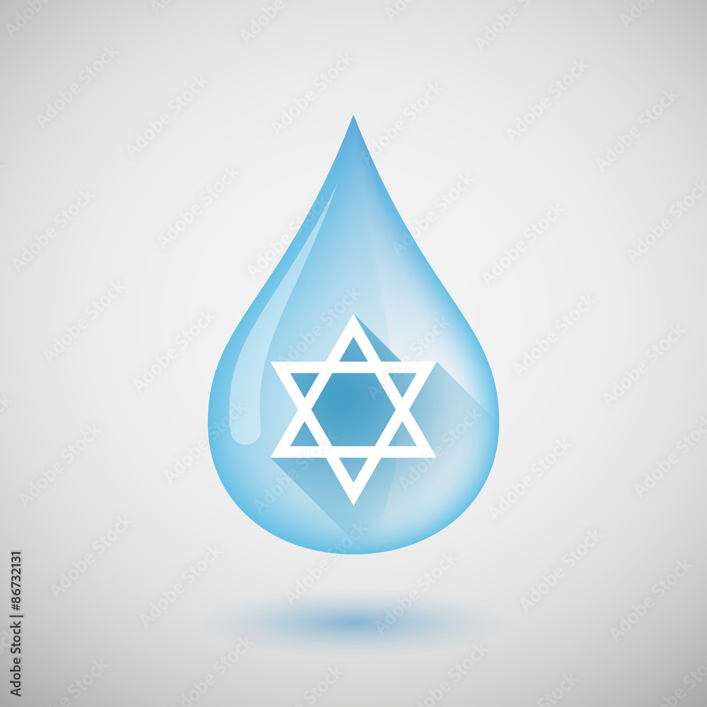 Long shadow water drop icon with a David star Long shadow water drop icon with a David star