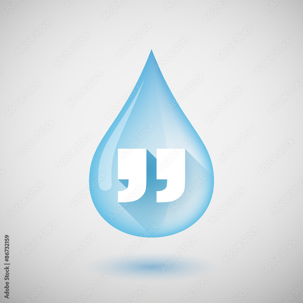 Long shadow water drop icon with a quotes Long shadow water drop icon with a quotes